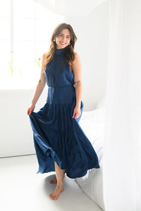 Sapphire Sway Halter Tier Maxi Dress