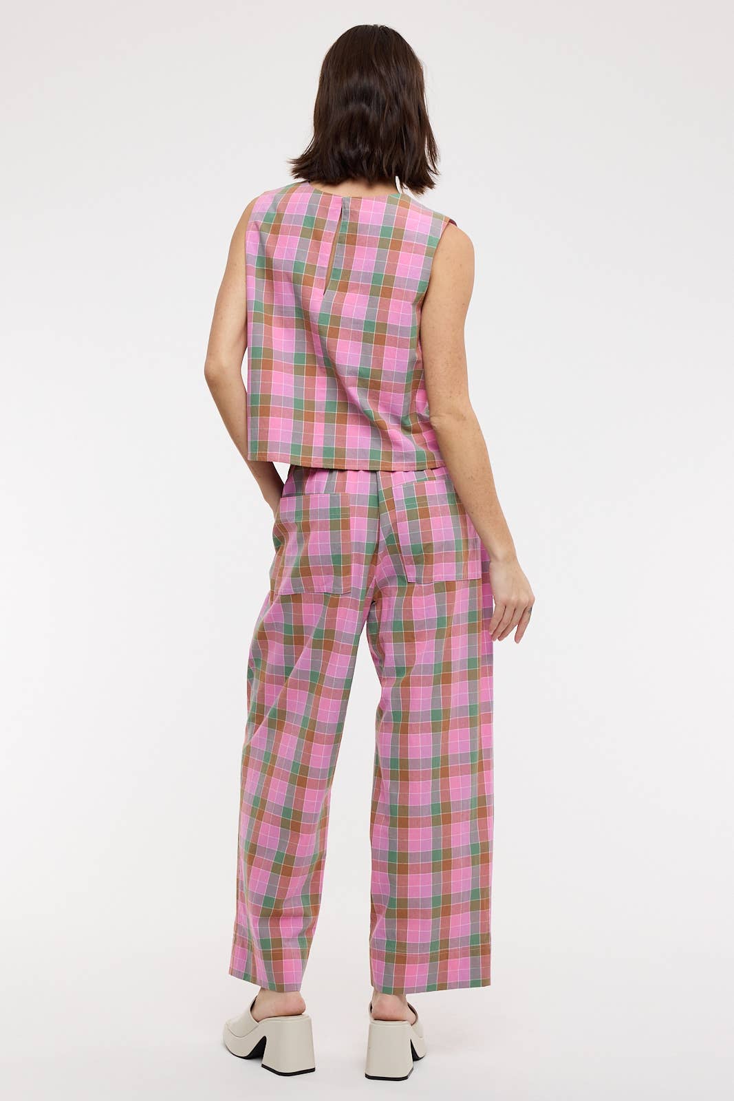 MANDY MULTI-PLAID TOP AND PANTS SET