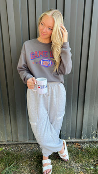 Gameday Rhinestone Crewneck Sweatshirt Charcoal