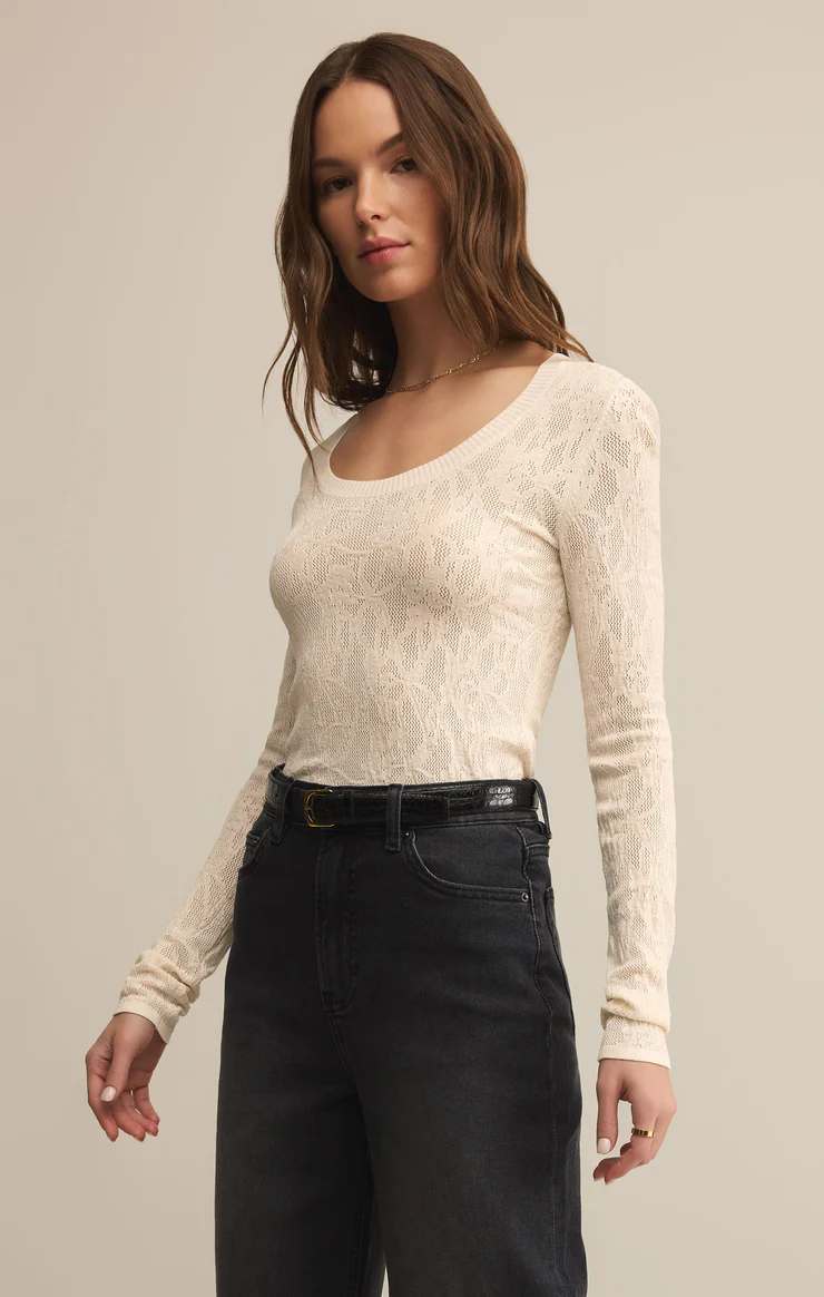 Tibi Scoop Mesh Sweater Crystal