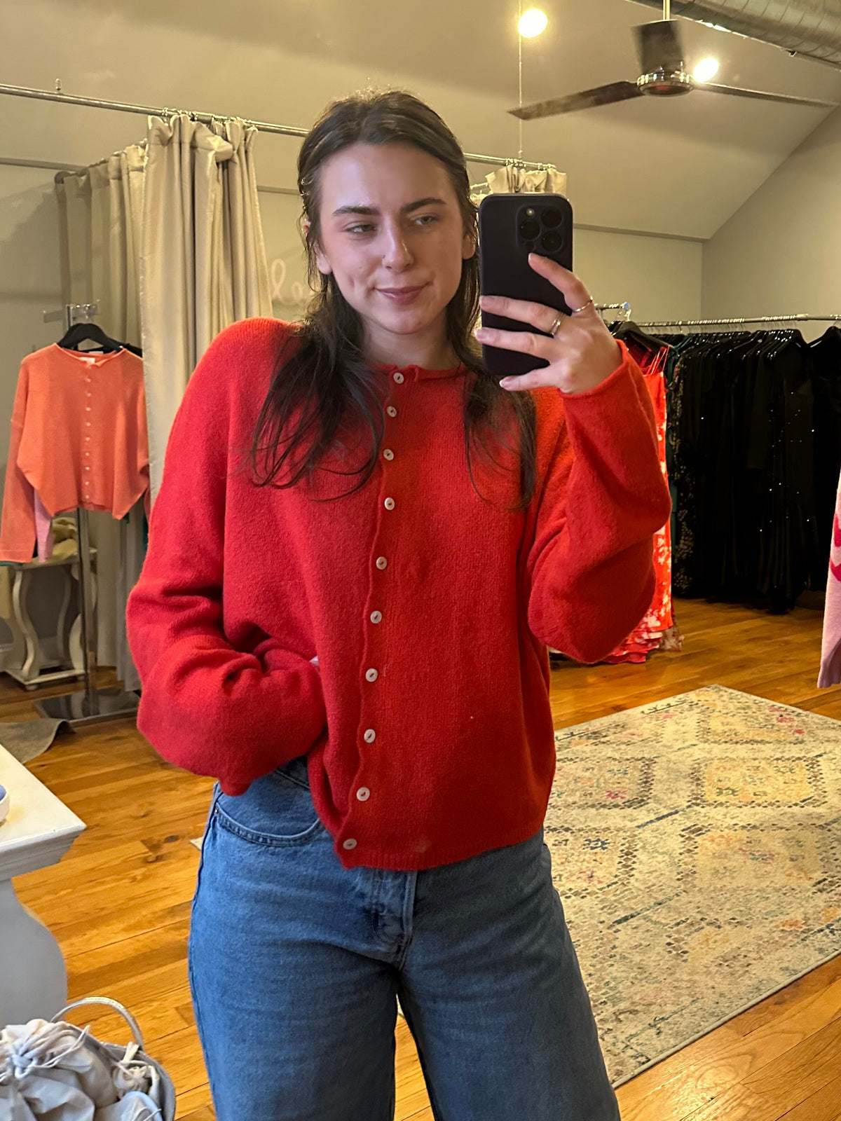 Molly Cardigan Tomato Red