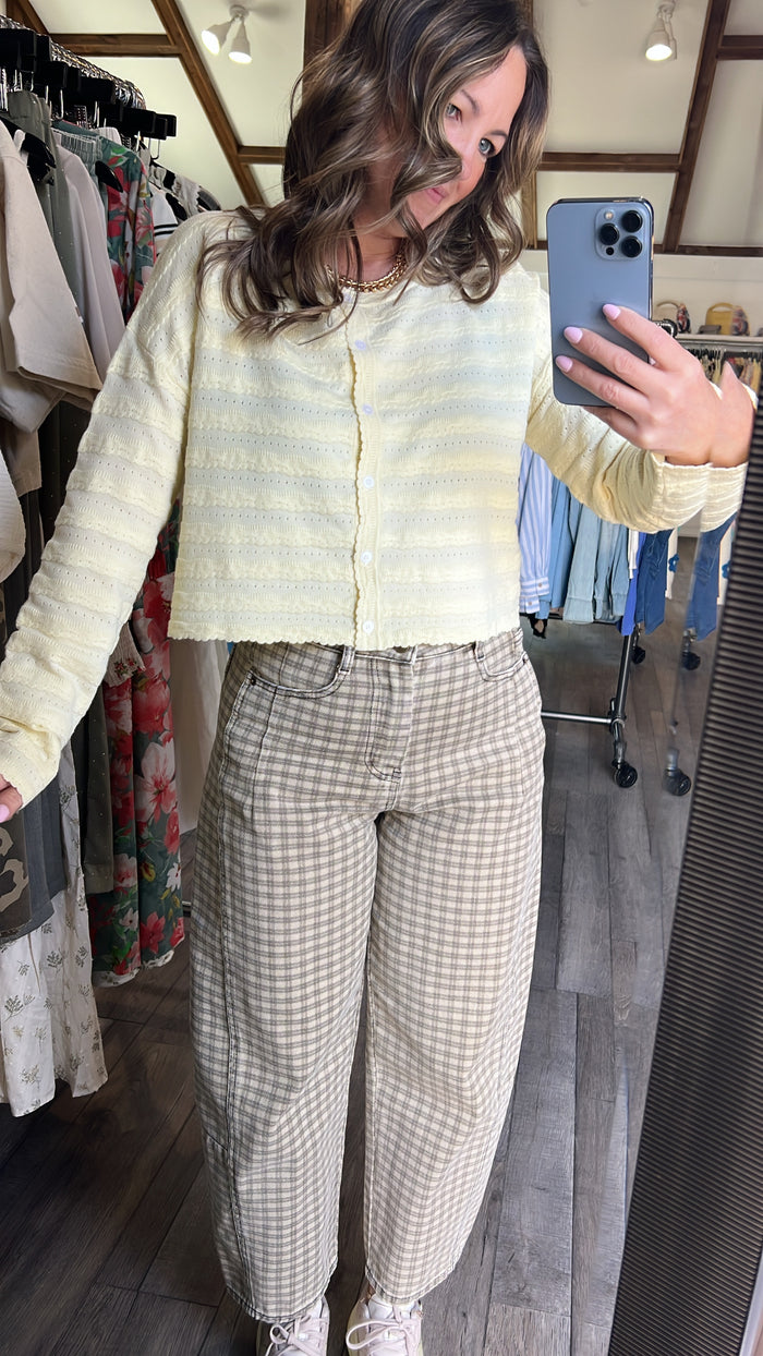 Butter Scalloped Edge Pointelle Cropped Cardigan