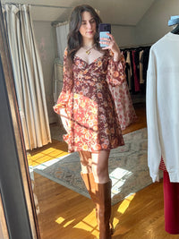 Golden Petals Mini Dress