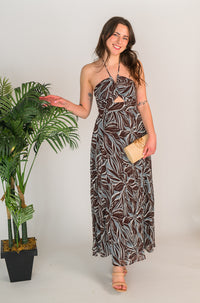 Lanie Zinn Floral Maxi Dress Chocolate Cherry