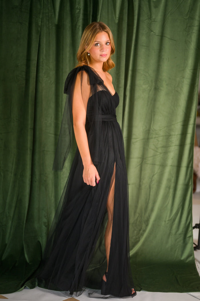 Oscar One Shoulder Tulle Maxi Dress