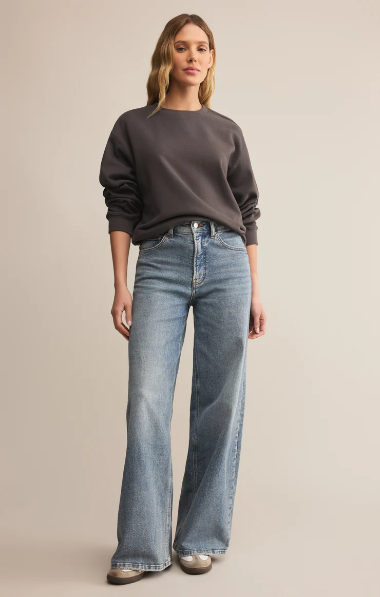 Boyfriend Cotton Sweatshirt - Washed Black