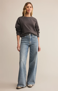 Boyfriend Cotton Sweatshirt - Washed Black