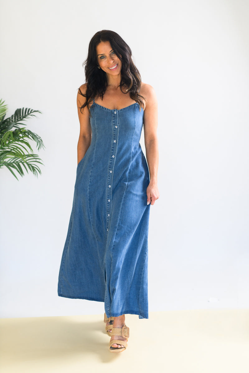 Brynlee Button Front Tencel Maxi Dress