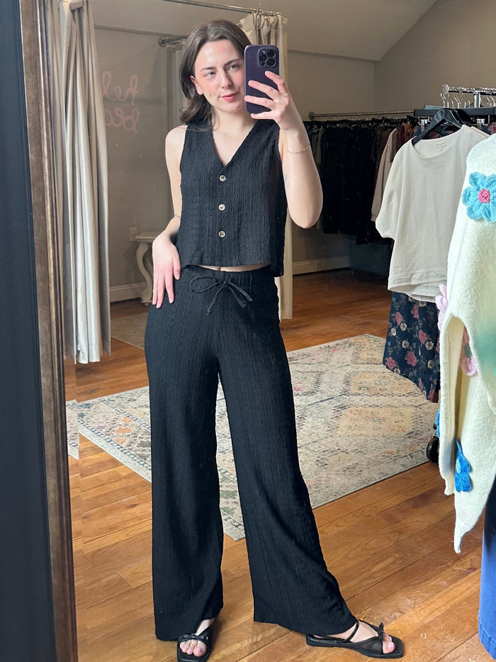 Cassie Crinkled Elastic Band Waist Pant