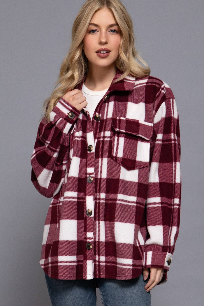 Check Fleece Shacket- 2 colors