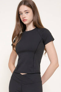 Short Sleeve Raglan Sleeve Crew Neck Workout Top
