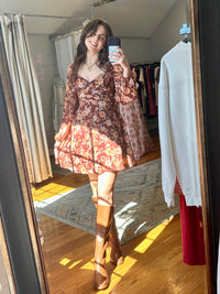 Golden Petals Mini Dress