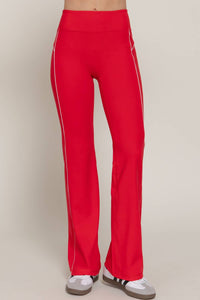 Waist Band Contrast Piping Detail Workout Pants