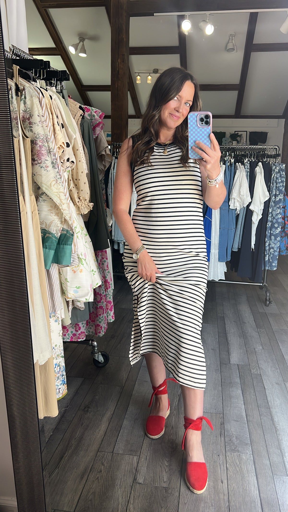 Samantha Striped Side Slit Maxi Dress