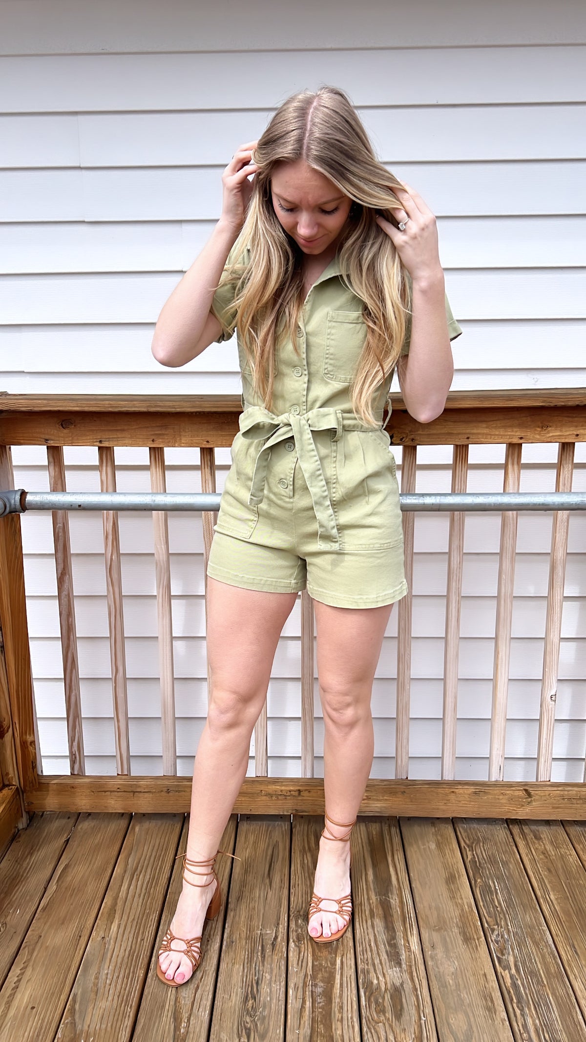 Olive Utility Romper