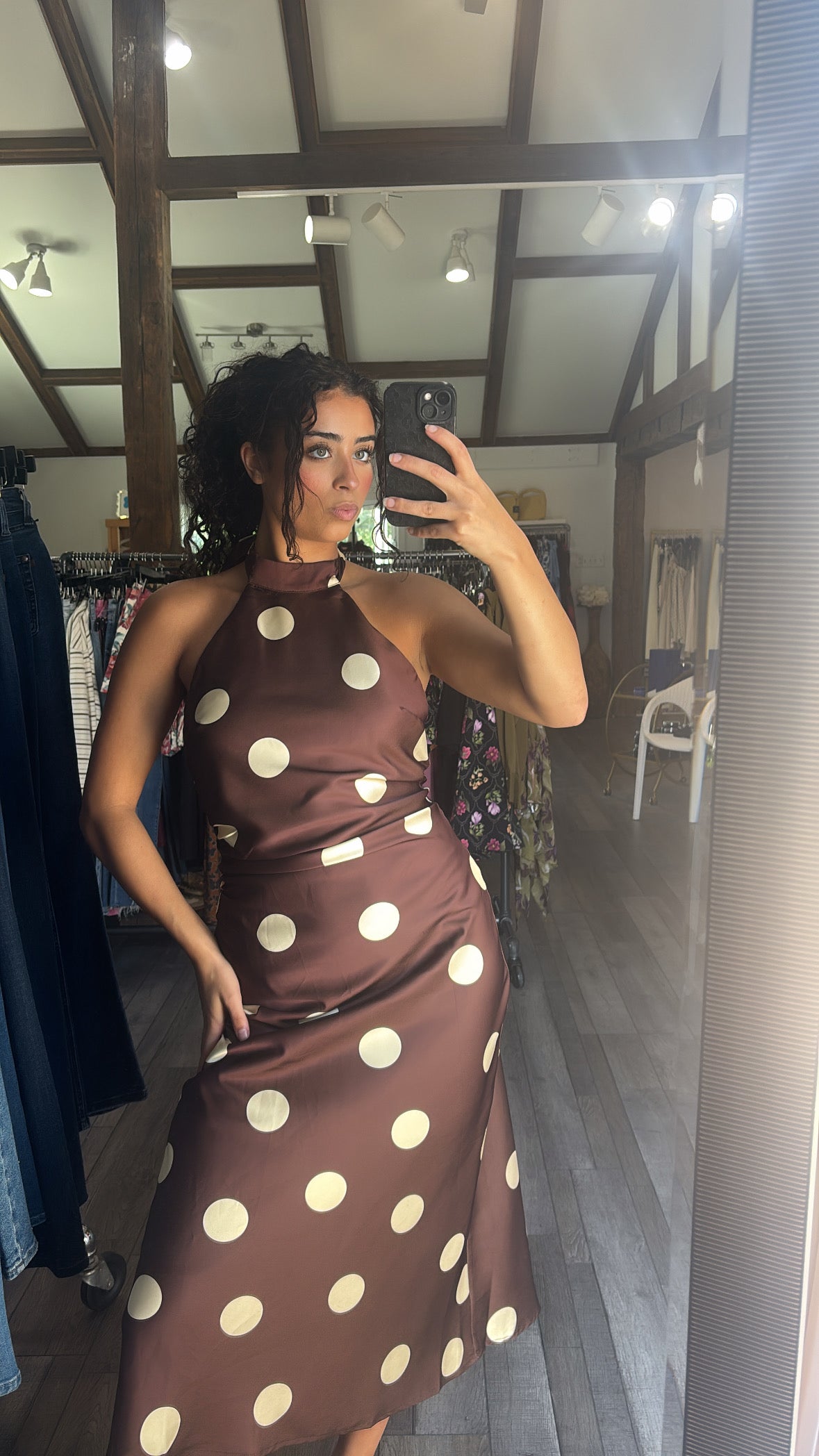 Vivian Halter Neck Polka Dot Dress