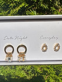 Crystal & Crescent 5 Earring Set