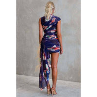 Aniya Asymmetric Floral Ruched Dress