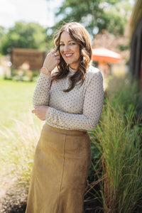 Glimmer On Mesh Mock Top