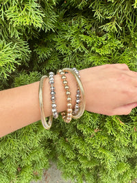 5 Row Hematite Glass Bead& Metal Bracelet