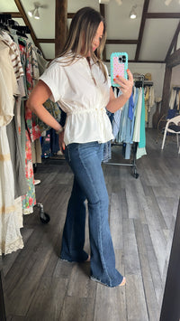 Just Cinching Around White Button Down
