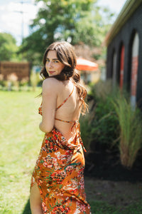 Celine Satin Floral Printed Dress