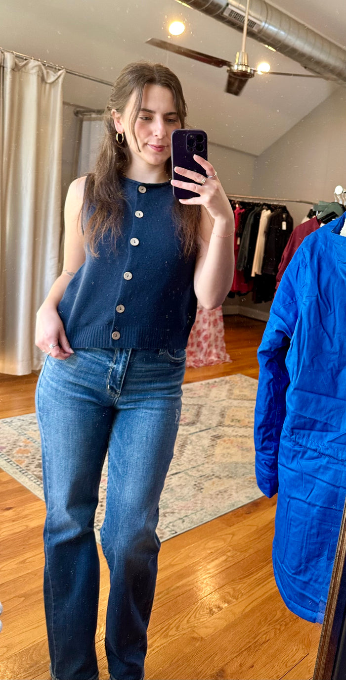 Button Down Knit Vest Top