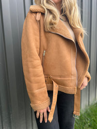 Suedette Camel Bomber Jacket