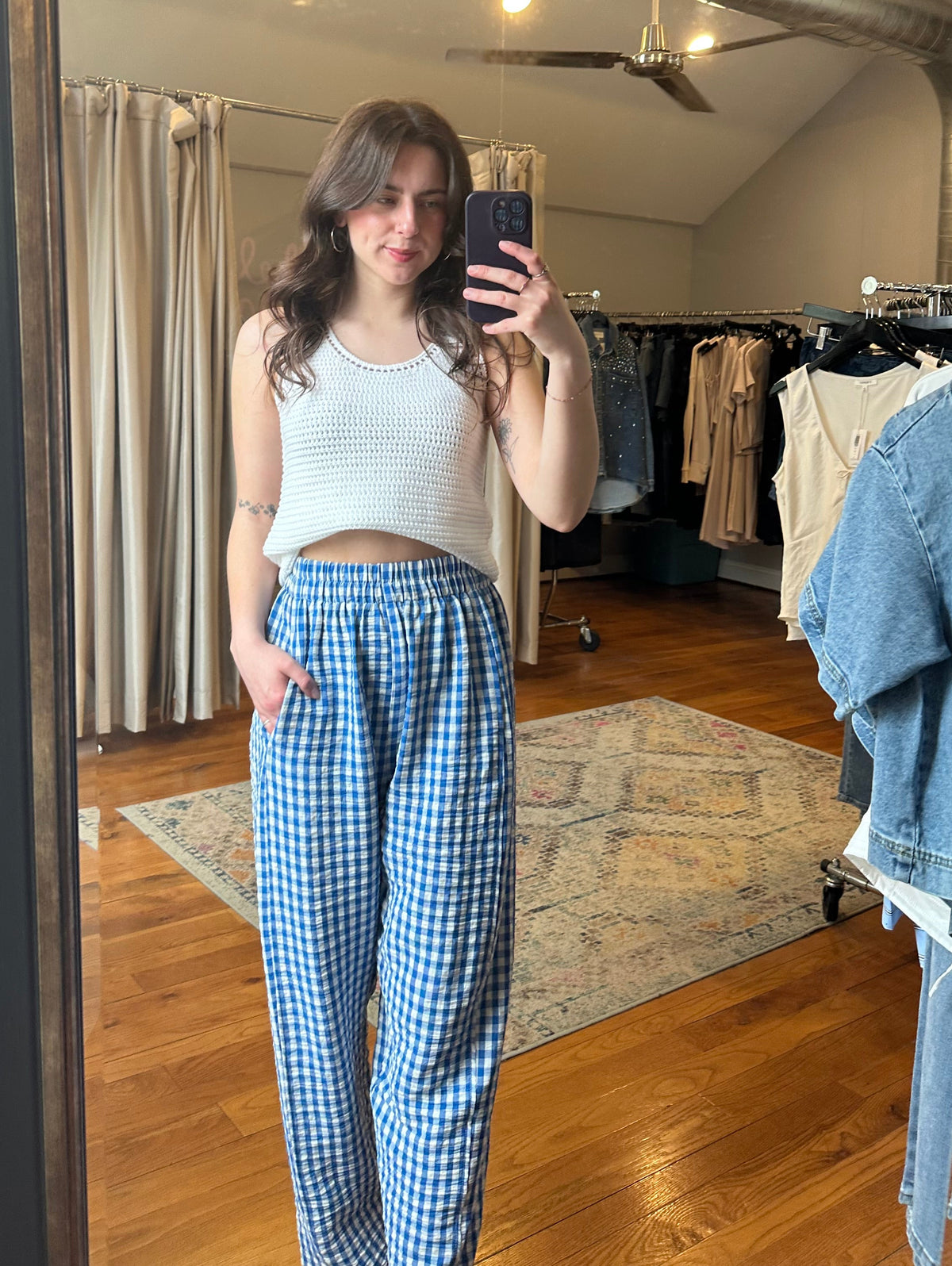 Blue & White Checker Pant