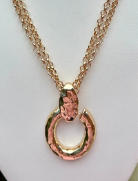 Double Way Texture Gold Oval Necklace
