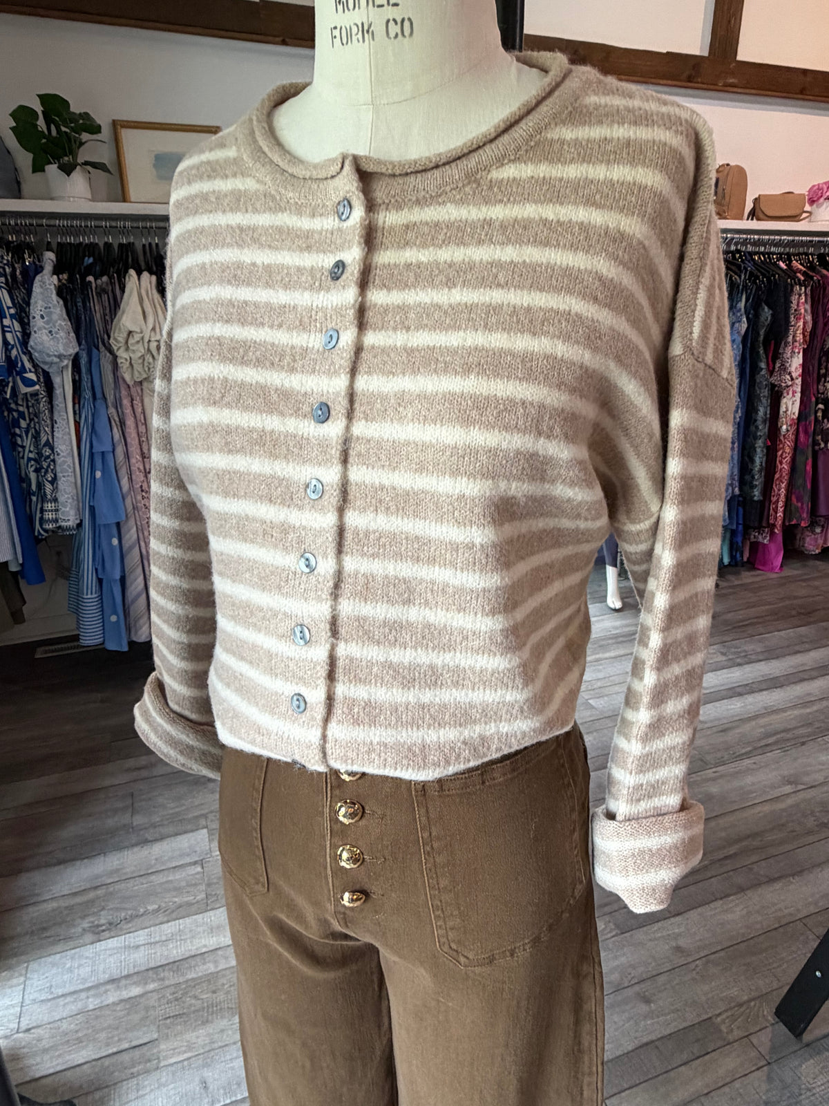 Cozy Café Stripe Cardigan