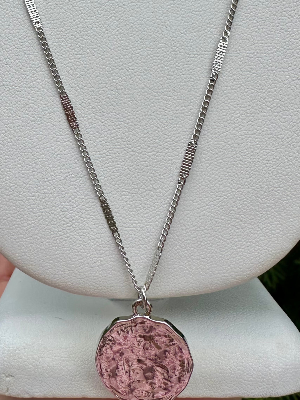 Rhodium Coin Layer Chain Necklace