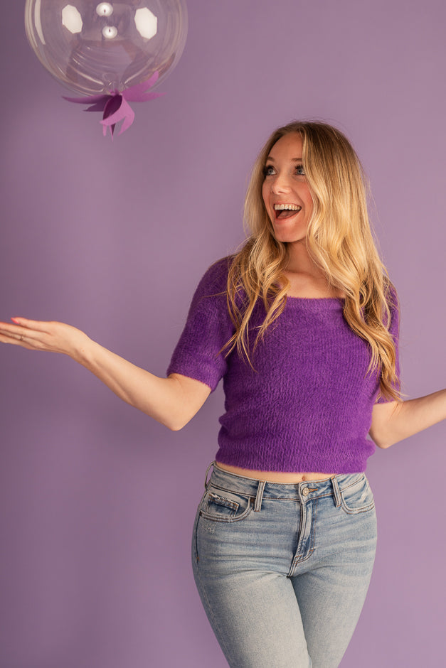 Purple Fuzzy Sweater Top