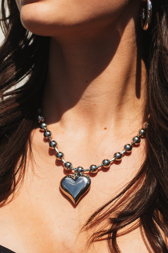 Silver Chunky Heart Necklace