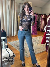 Lillian Top Black Ditsy Print