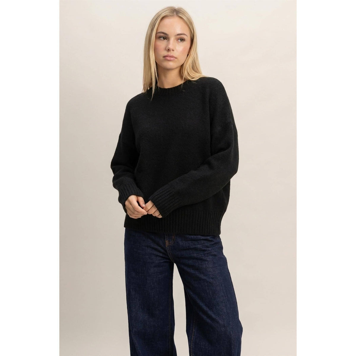 Ribbed Crew Neck Sweater