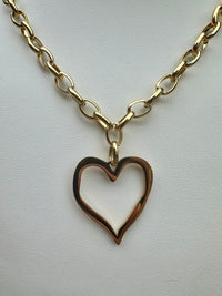Large Open Heart Necklace Gold