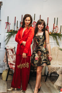 Red Satin One Button Blazer