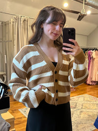 Chai & Stripes Button Cardigan