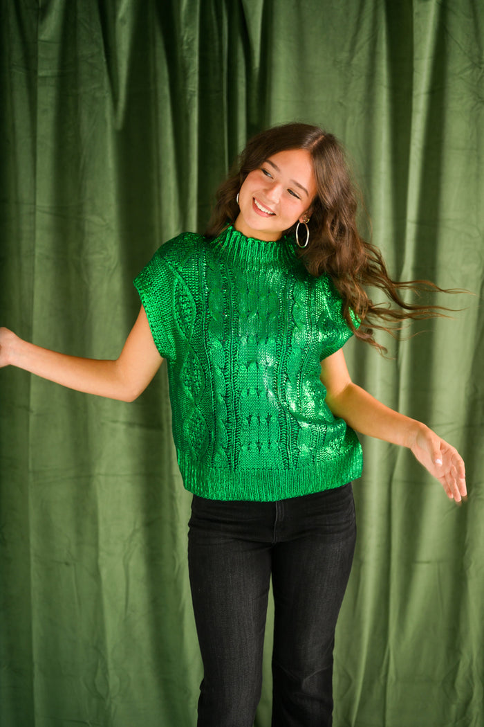 Metallic Green Envy Sweater