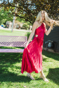 Viva Magenta One Shoulder Fresco Dress