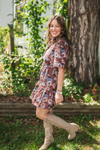 Mocha Bloom Belt Dress