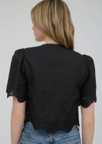 Elias Eyelet Scallop Trim Tie Top