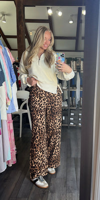 Leopard Print Elastic Waist Pant