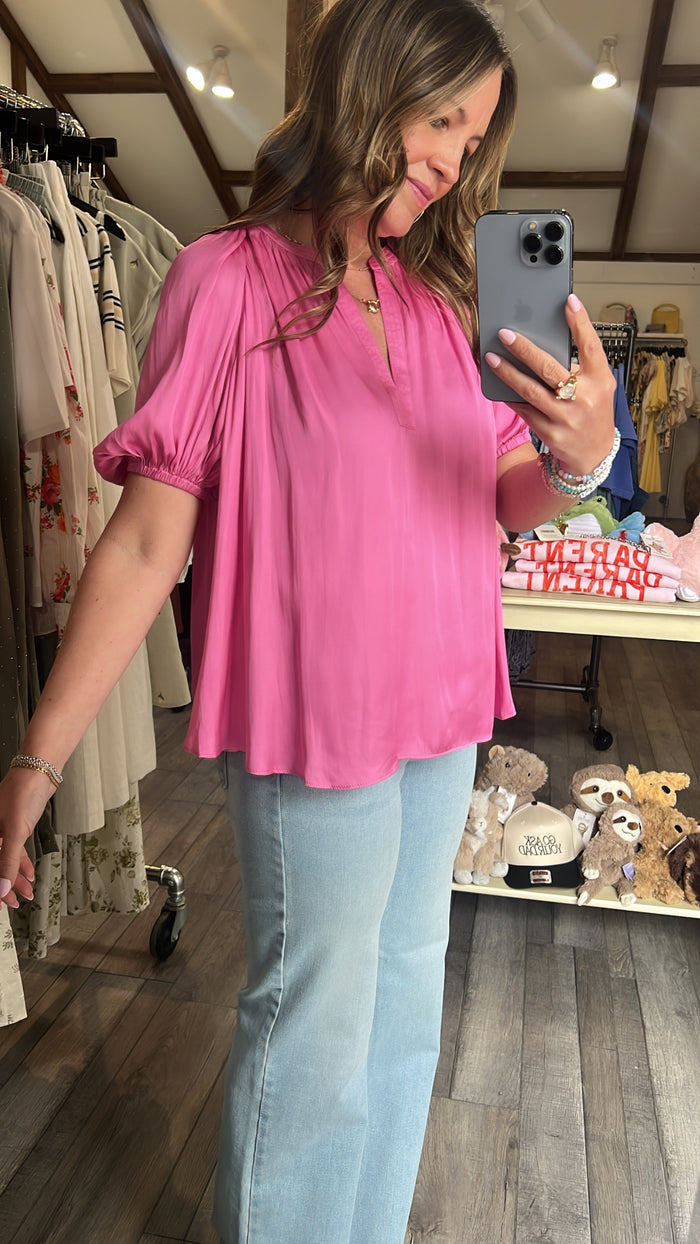 Amaranth Split V Neck Blouse
