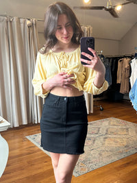 Just Black A-line Frayed Black Denim Skirt