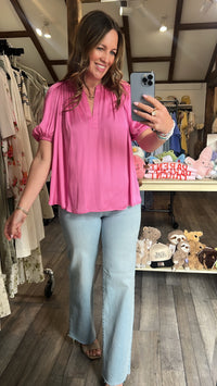 Amaranth Split V Neck Blouse