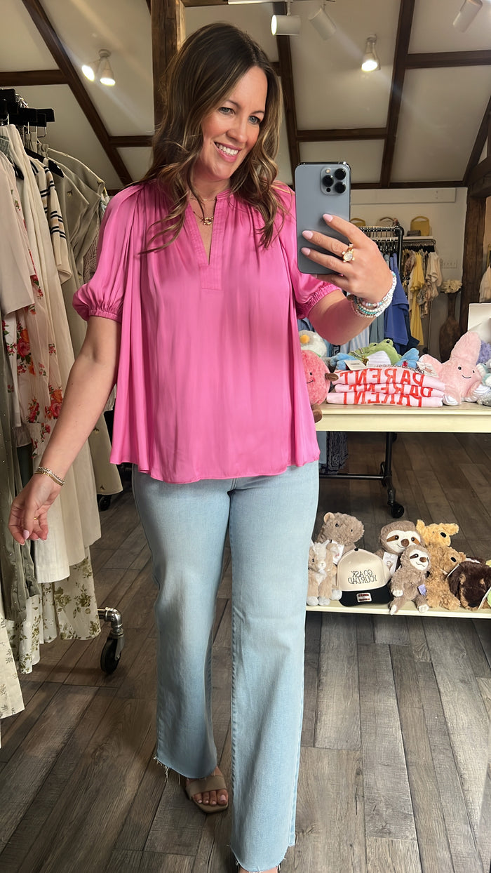 Amaranth Split V Neck Blouse