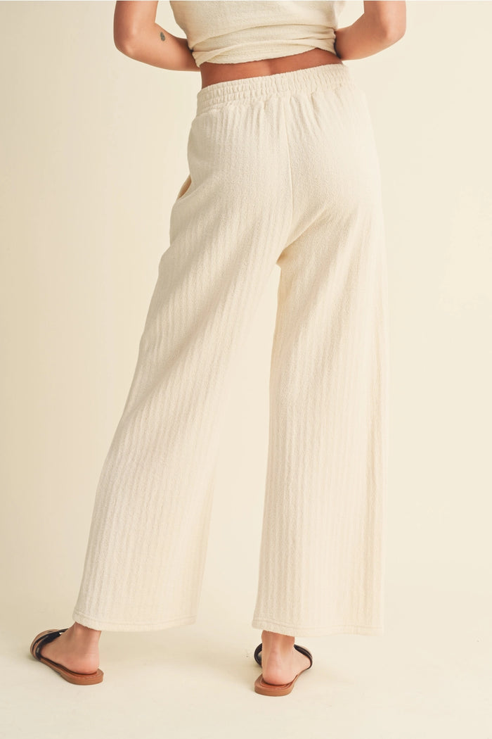 Cream Textured Pants