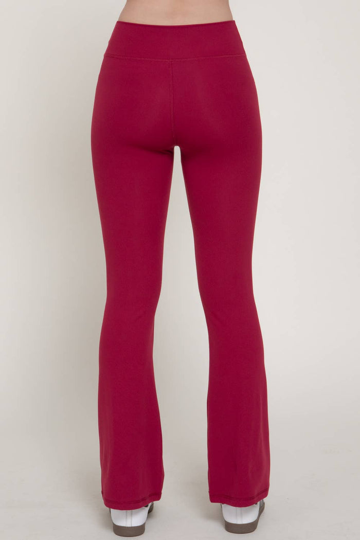 Waist Band Flare Stretch Workout Long Pants